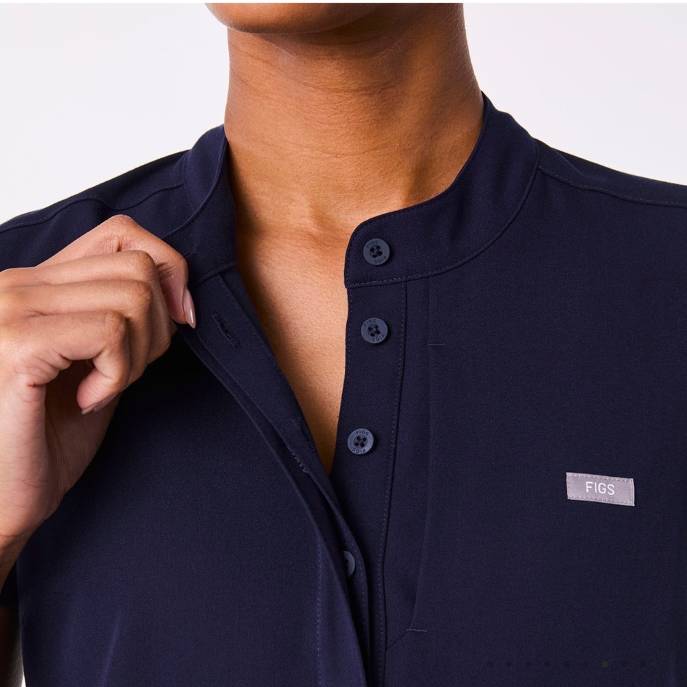 Figs Dark Blue Short Sleeve Tee style scrub top - Picture 3 of 3